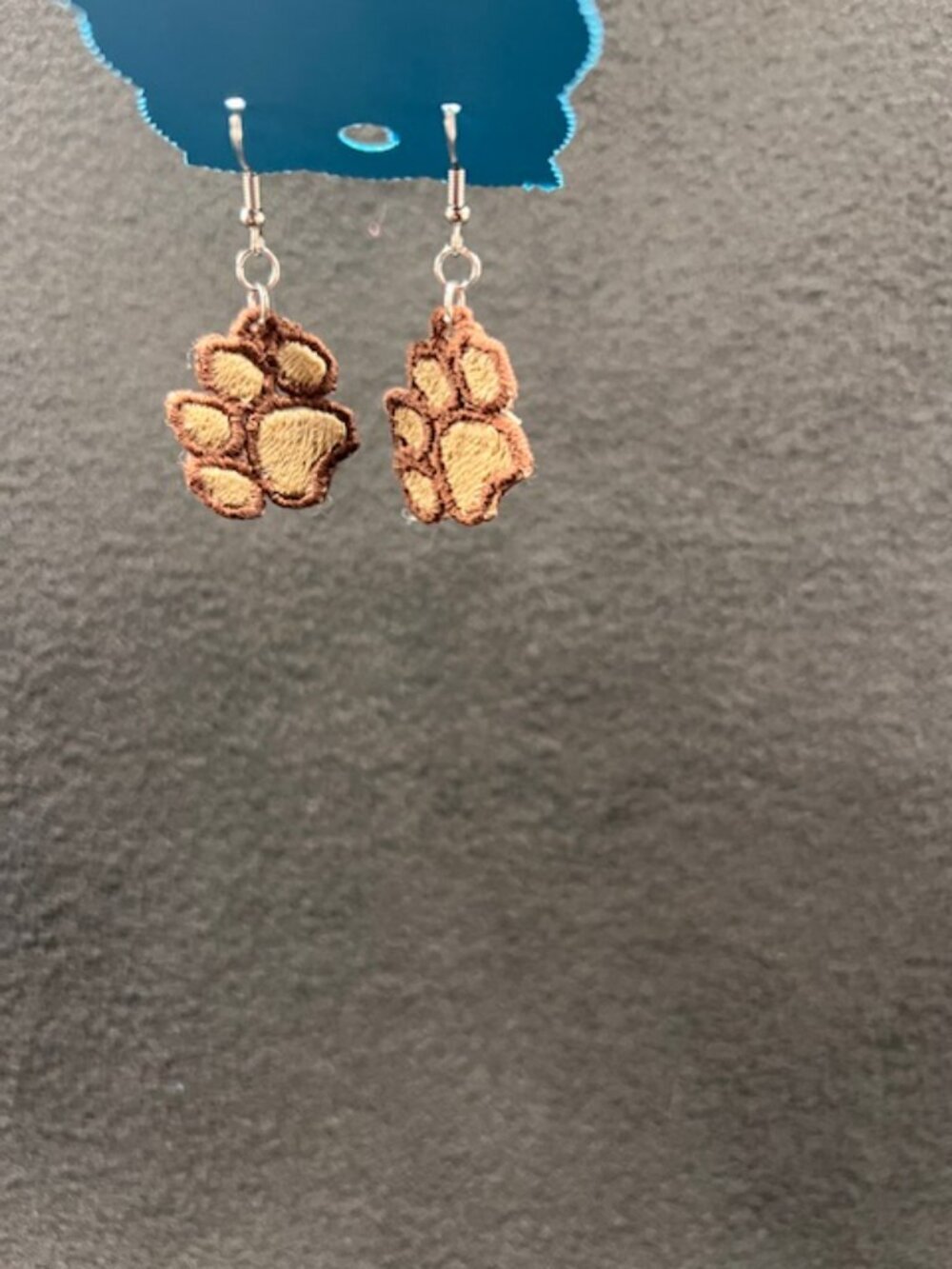 Homemade Brown & Tan Paw Print Lace Earrings - Picture 5 of 8
